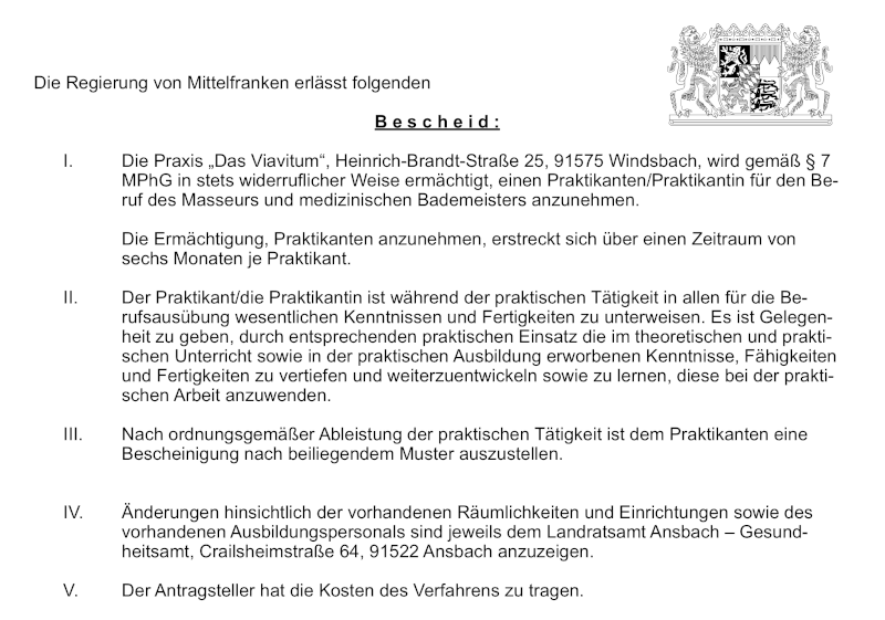 Genehmigungsbescheid